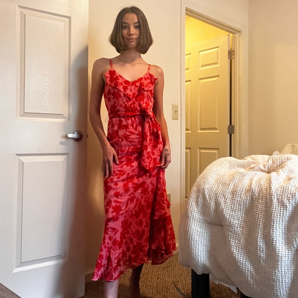 Karl Lagerfeld Paris Pink and Coral Midi Dress